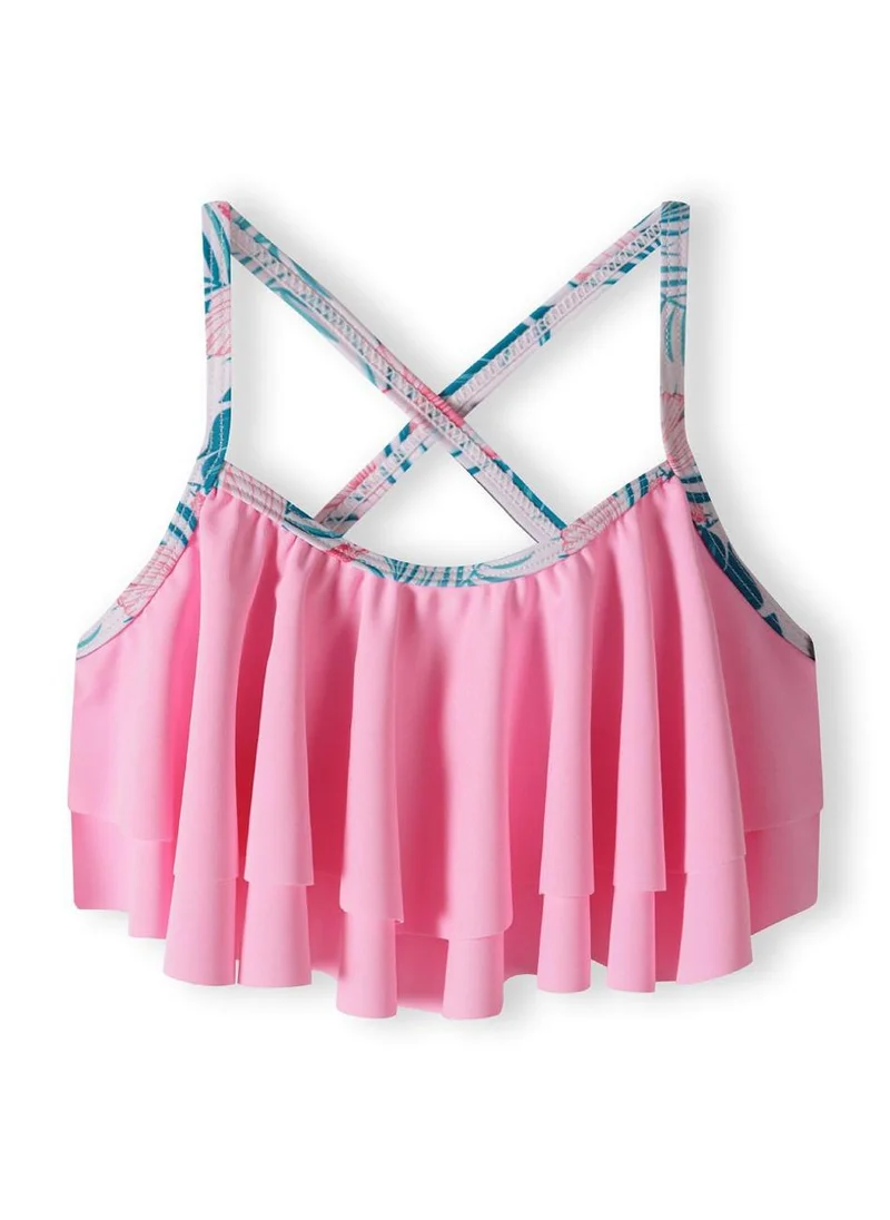 MINOTI Girls' Tropical Ruffle Bikini Set – Pink Flounce Top & Floral Bottoms