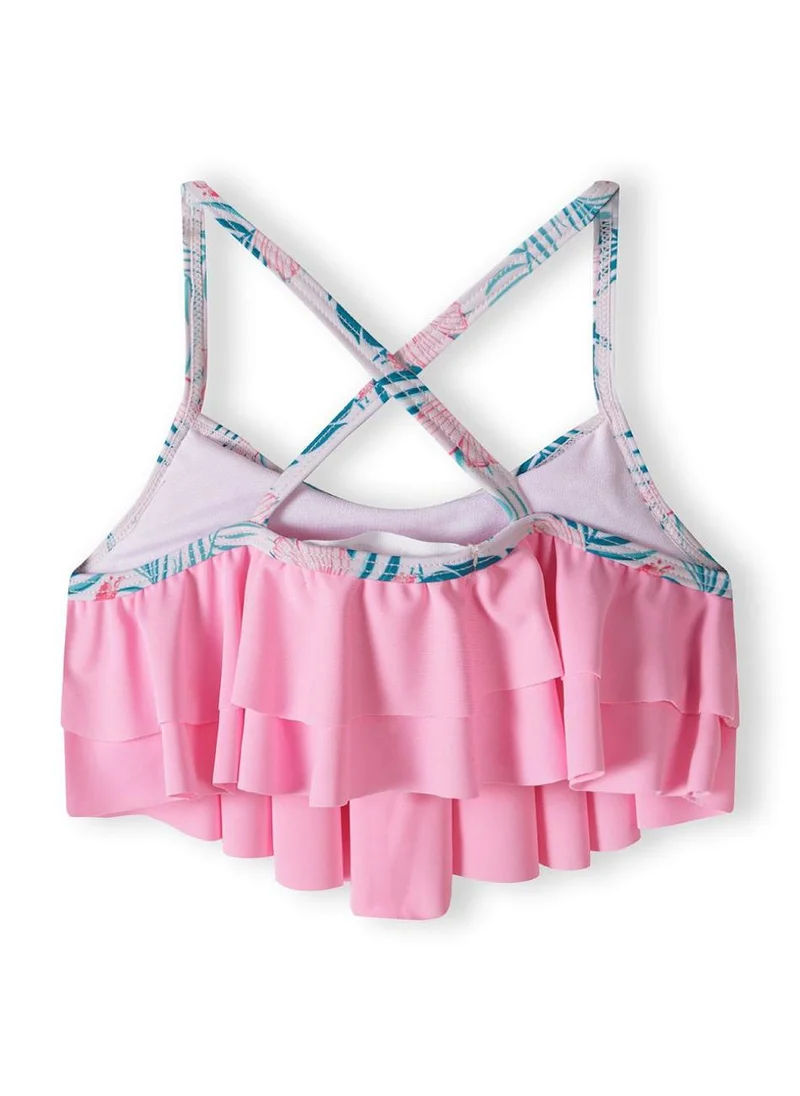 MINOTI Girls' Tropical Ruffle Bikini Set – Pink Flounce Top & Floral Bottoms