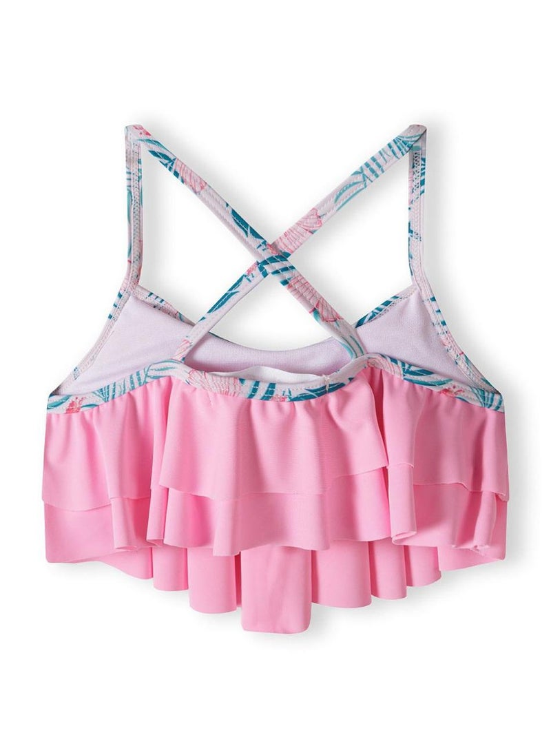 MINOTI Girls' Tropical Ruffle Bikini Set – Pink Flounce Top & Floral Bottoms  - Image 4