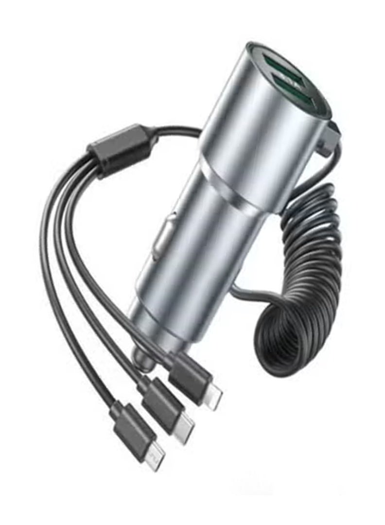 ويكومي POP Digital 33W 3-in-1 Car Charging Cable – High-Speed Fast Charging Cord with Type-C, Micro USB & Lightning Ports, Durable Braided Design, Universal Compatibility for All Smartphones & Devices, Tangle-Free and Travel-Friendly Cable - Image 4