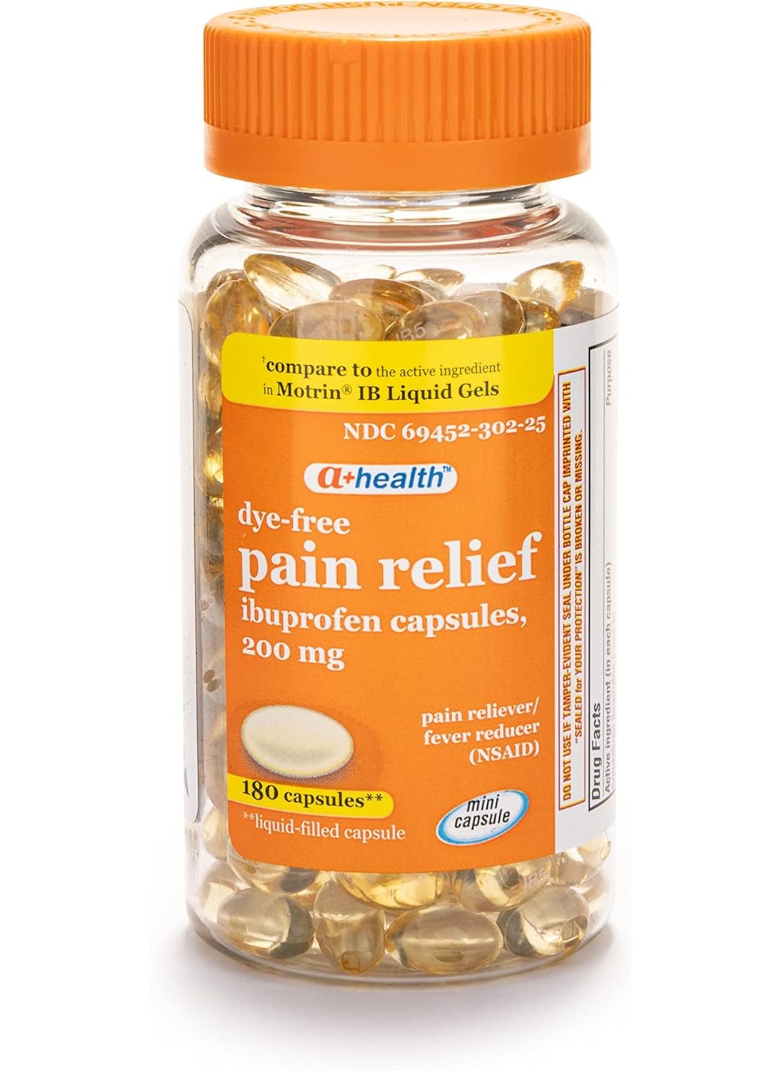 a+health Dye-Free Ibuprofen 200 Mg Mini Softgels, Pain Reliever/Fever Reducer (NSAID), Made in USA, 180 Count 