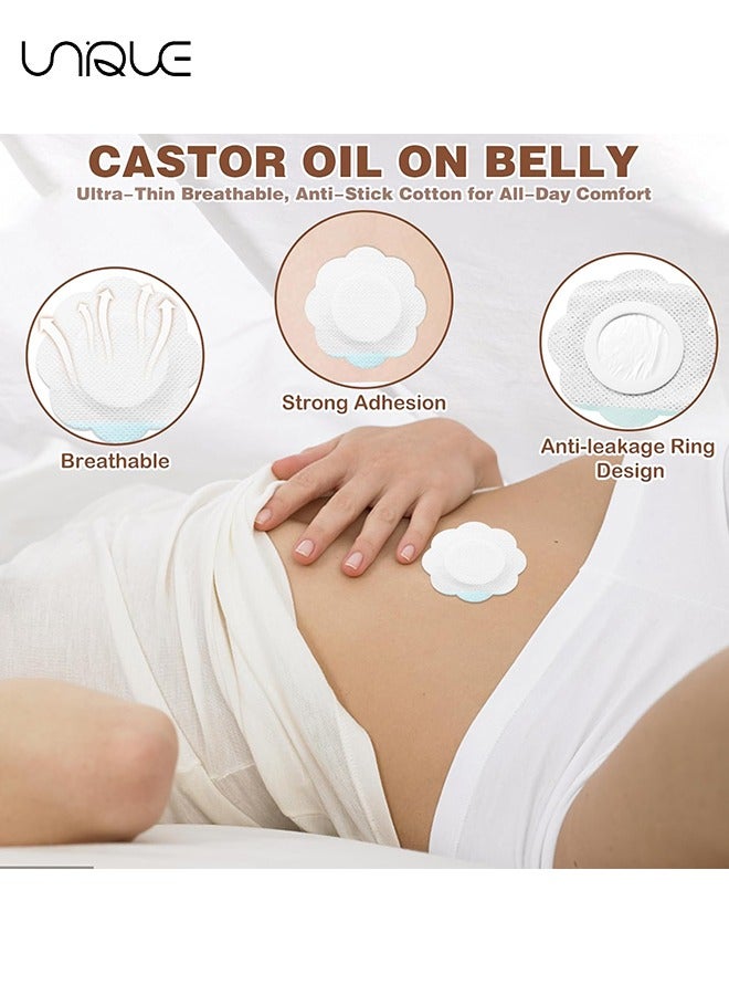 Unique 10Pcs Disposable Castor Oil Packs,Castor Oil Patches for Belly Button,Self-Adhesive Castor Oil Pack Wrap Spunlace Cloth,Castor Oil Wrap Pads Castor Oil Compress Water and Oil Proof (Oil Not Included) - Image 4