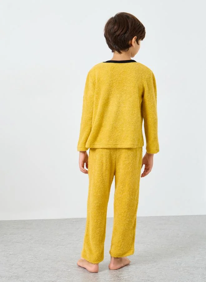 Take Two Take Two Boys Pocket Detail Polar Fleece Top and Pyjama Set