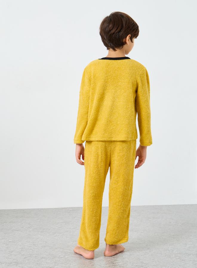 Take Two Boys Pocket Detail Polar Fleece Top and Pyjama Set - Image 5