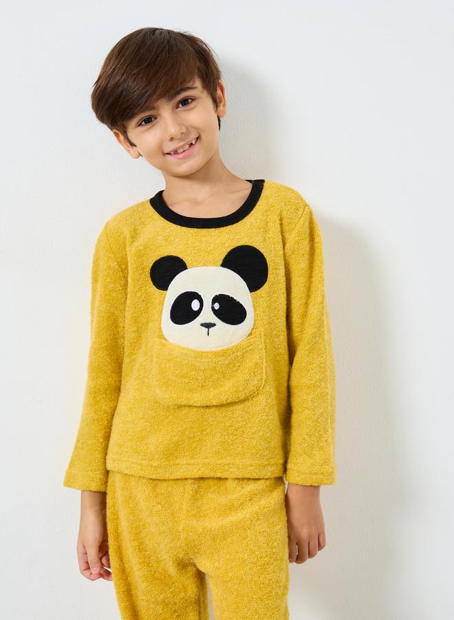 Take Two Boys Pocket Detail Polar Fleece Top and Pyjama Set - Image 2