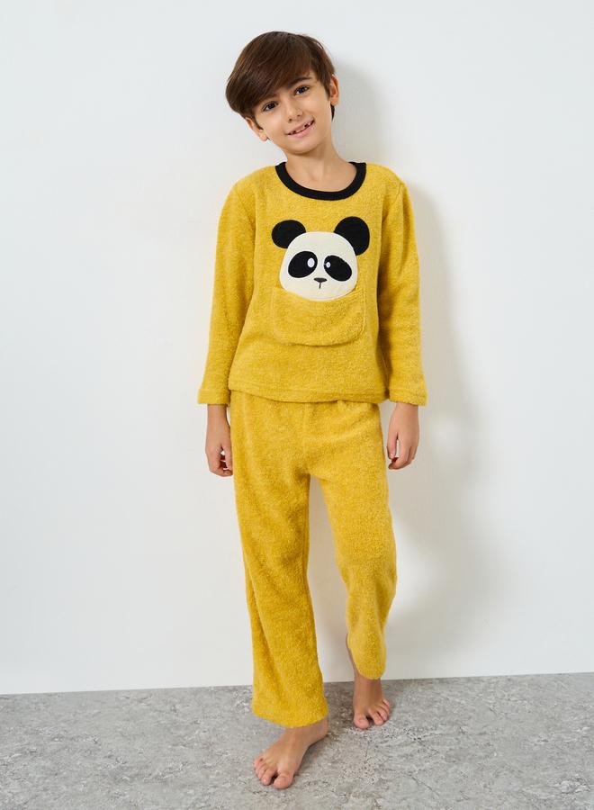 Take Two Boys Pocket Detail Polar Fleece Top and Pyjama Set - Image 1