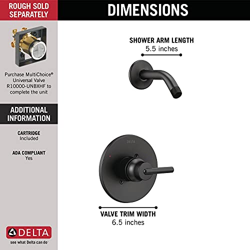 Delta Faucet Trinsic 14 Series Single-Function Shower Faucet Trim Kit, Matte Black T14259-BLLHD (Shower Head and Valve Sold Separately) - Image 3