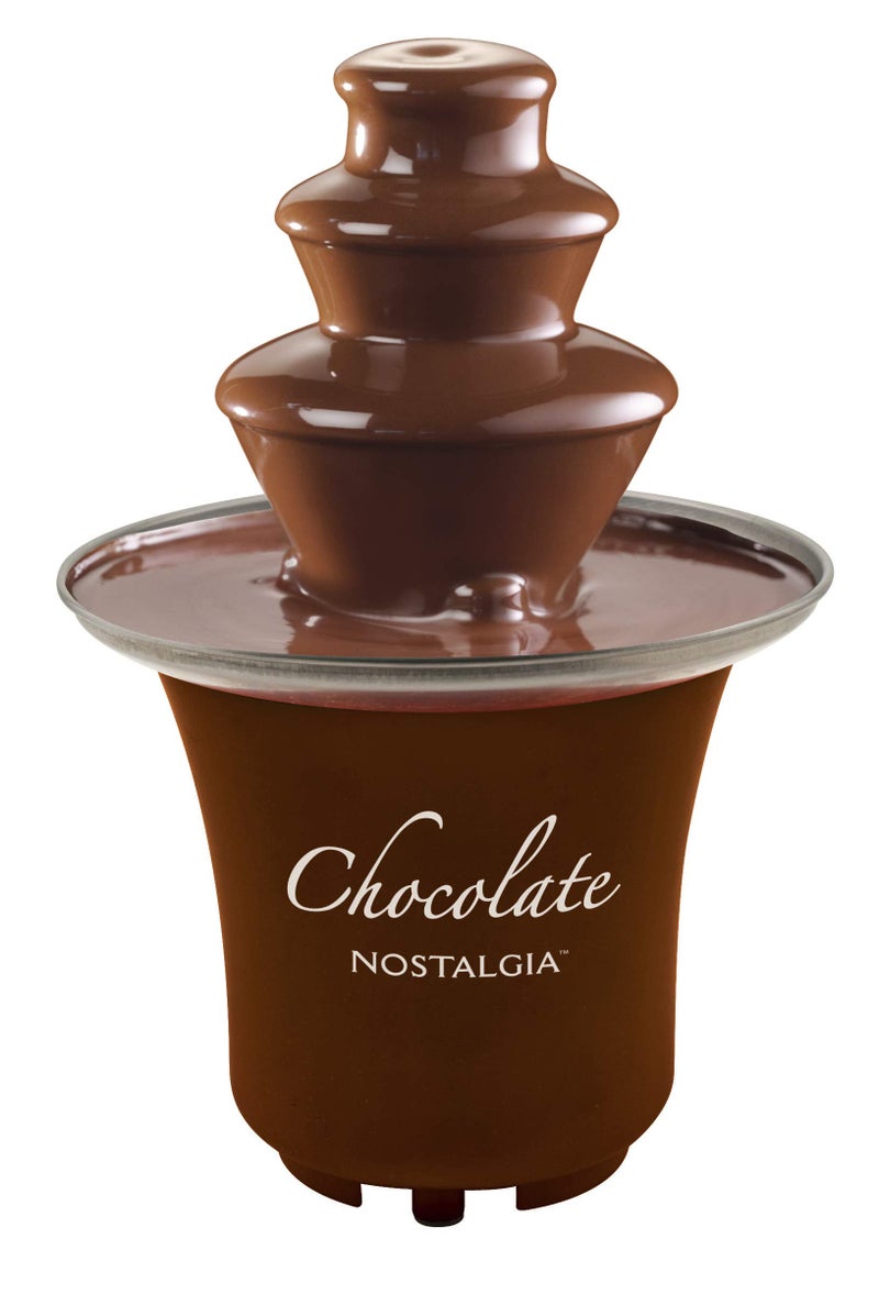 Nostalgia 3 Tier Electric Chocolate Fondue Fountain Machine for Parties - Melts Cheese, Queso, Candy, and Liqueur - Dip Strawberries, Apple Wedges, Vegetables, and More - 8-Ounce - Brown - Image 1