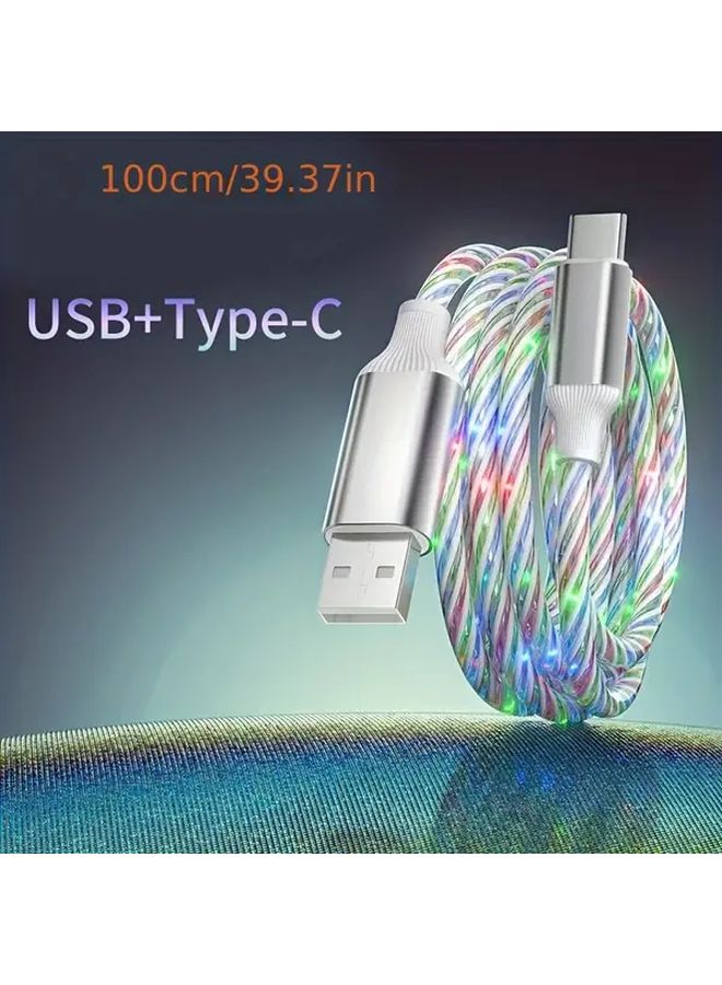 كابل شحن فائق السرعة مع توهج السماء المرصعة بالنجوم الزرقاء، طول 39 و37 بوصة، من USB-C إلى USB، مع تأثير نجمي متلألئ للشحن، كابل بيانات LED نابض بالحياة وسلس، تقنية RGB النانوية الملونة، نقل بيانات سريع، PVC متين وانزلاق سلس. - Image 2
