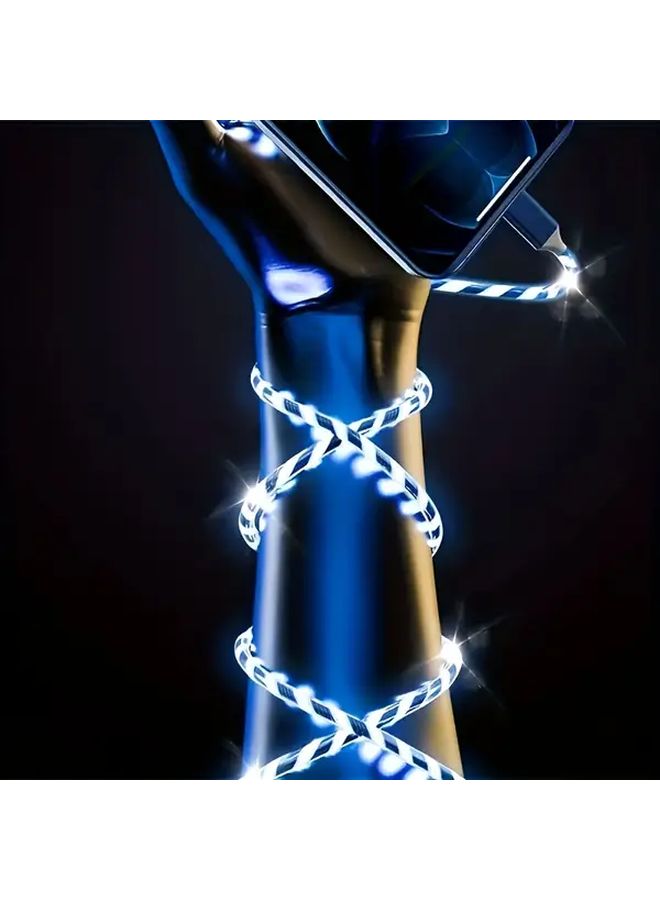 كابل شحن فائق السرعة مع توهج السماء المرصعة بالنجوم الزرقاء، طول 39 و37 بوصة، من USB-C إلى USB، مع تأثير نجمي متلألئ للشحن، كابل بيانات LED نابض بالحياة وسلس، تقنية RGB النانوية الملونة، نقل بيانات سريع، PVC متين وانزلاق سلس. - Image 5