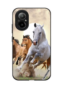 Protective Case Cover For Realme C67 4G Running Horses Design Multicolour