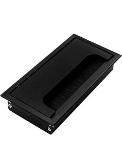 Zibuyu ZIBUYU® Rectangular Wire Cable Hole Cover Aluminum Alloy Office Table Hole Cover with Dust-Proof Brush Grommet Hole Cover Cable Organizer for Office Desk Wire Organizer for Table, (80x160mm) - Black  - Image 1