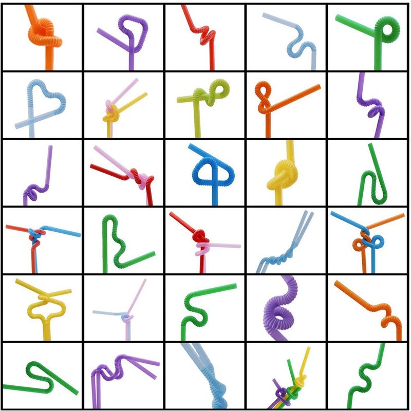 ALINK 100pcs Assorted Colored Plastic Disposable Drinking Straws  10.2 inch Long Bendy Party Straws - Image 5