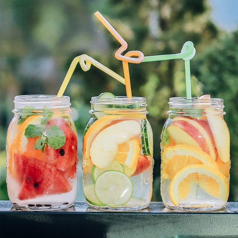 ALINK 100pcs Assorted Colored Plastic Disposable Drinking Straws  10.2 inch Long Bendy Party Straws - Image 4