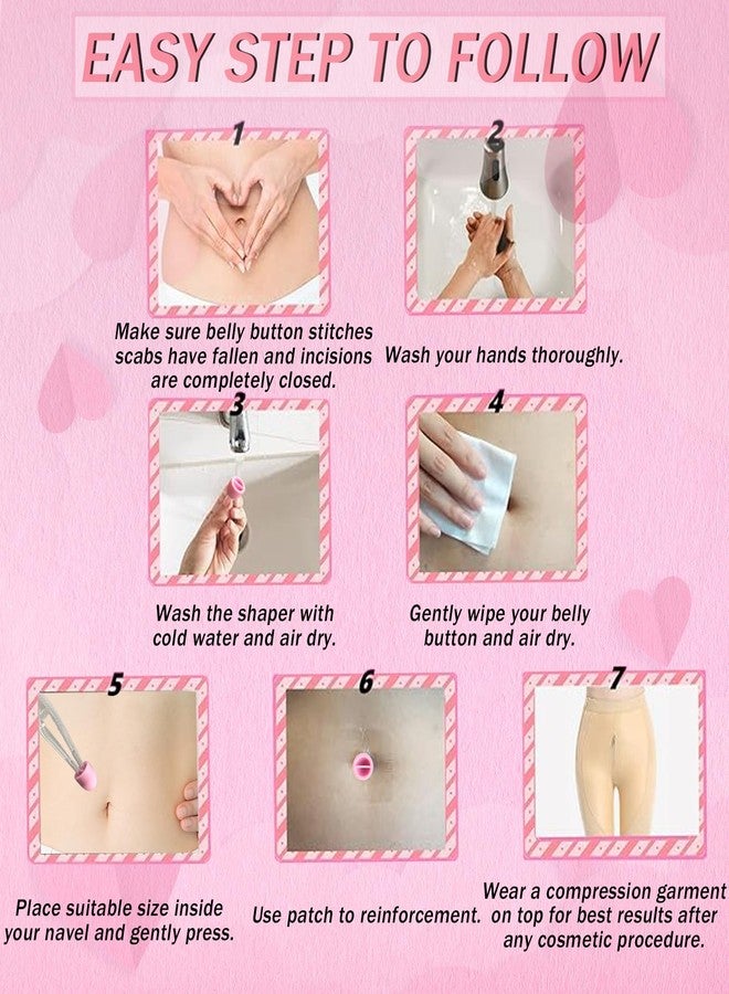 Josuyofo Patented 8PCS Belly Button Plug Post Tummy Tuck & Liposuction Recovery Shaper, Soft and Comfortable Belly Button Retainer (Pink) - Image 4