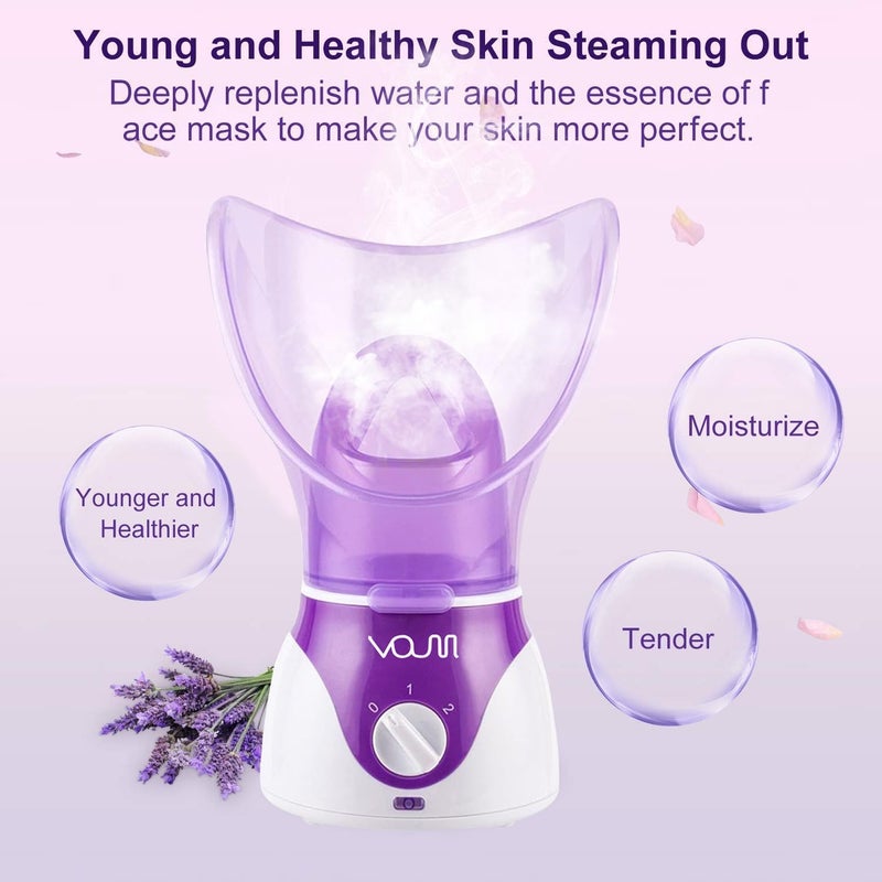 VOUM Facial Steamer, Face Steamer for Facial Deep Cleaning Home Facial Sauna Spa Sinuses Humidifier Atomizer Warm Mist Unclogs Pores Unisex (Purple) - Image 2