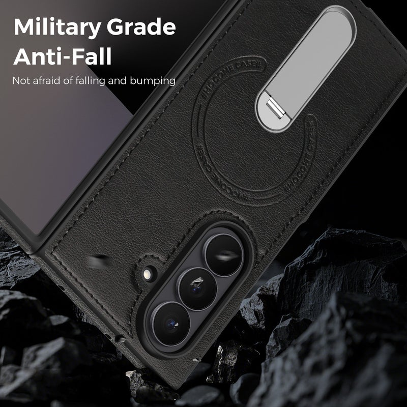 MagSafe Case TPU Protective + PC for Samsung Galaxy Z Fold 6 and Kickstand in Brown for Daily Carry - Image 5