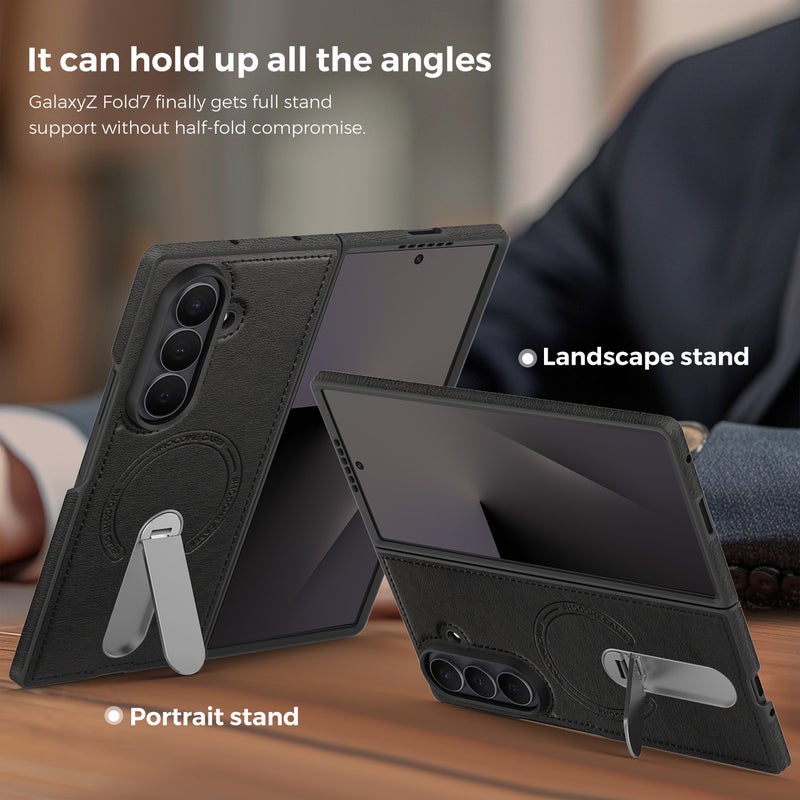 MagSafe Case TPU Protective + PC for Samsung Galaxy Z Fold 6 and Kickstand in Brown for Daily Carry - Image 4