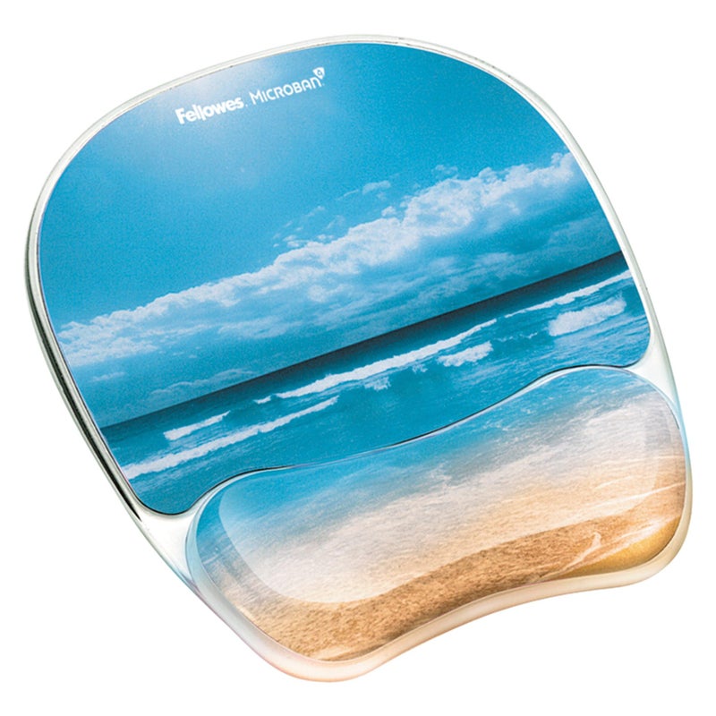 Fellowes Photo Gel Mouse Pad Wrist Rest with MICROBAN - Sandy Beach (9179301) - Image 1