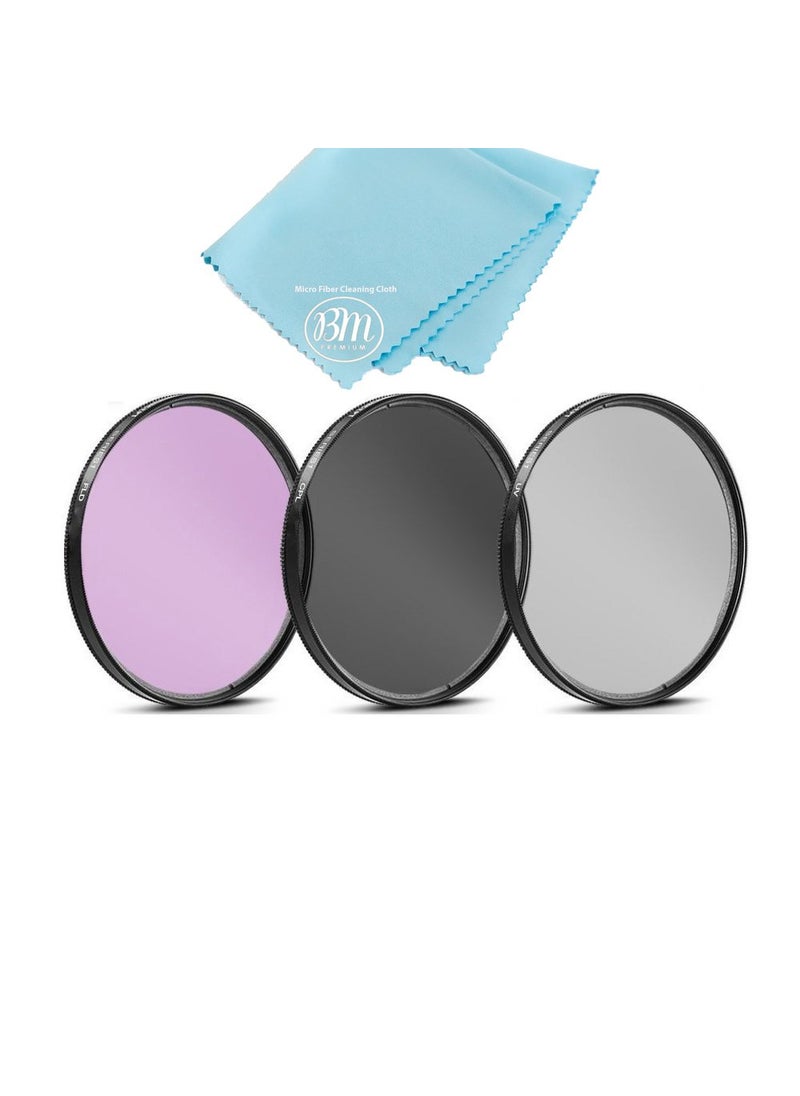 Big Mike's 67mm Multi-Coated 3 Piece Filter Kit (UV-CPL-FLD) for Nikon CoolPix P900, P950 Digital Camera  - Image 1