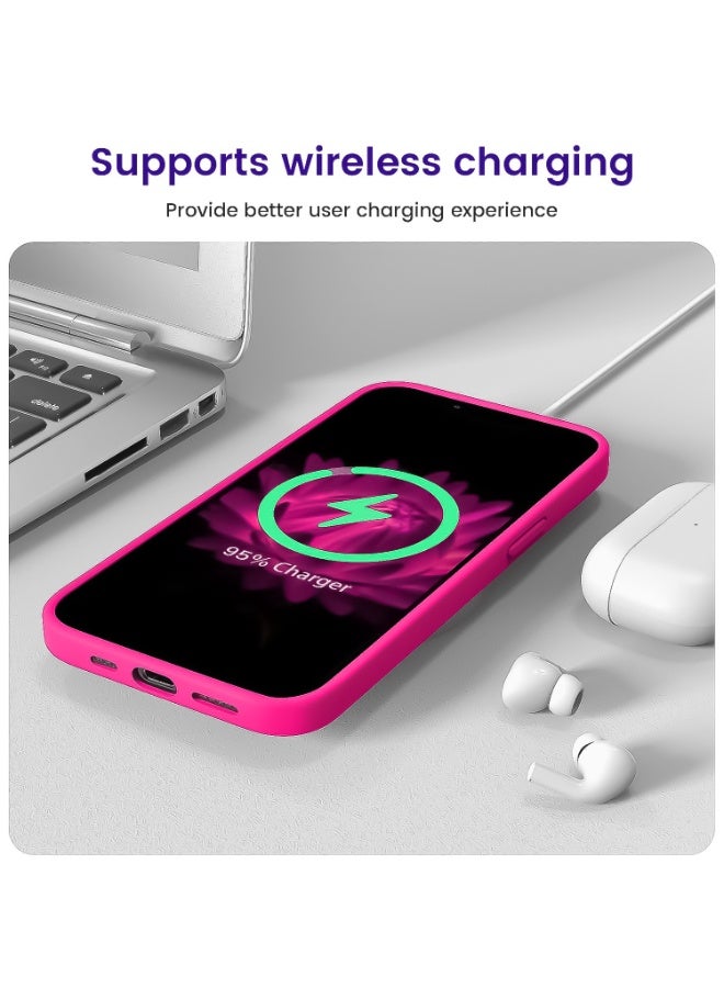 Compatible with iPhone 13/14 Case 6.1 Inch Slim Liquid Silicone 4 Layers Soft Gel Rubber Shockproof Protective Phone Case with Anti Scratch Microfiber Lining (Neon Pink) - Image 5