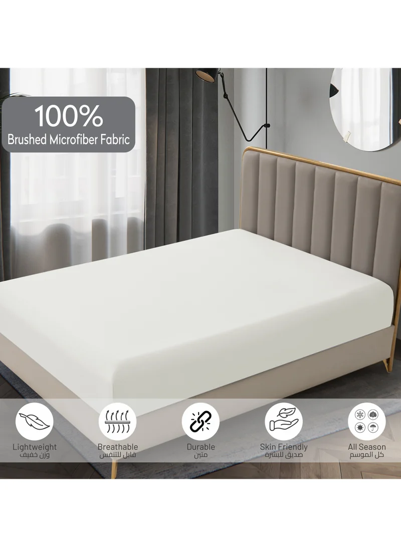 Donetella Bedding Fitted Sheet - Fits 150x200 Cm Bed For Queen Bed 3 Pcs (1 Fitted Sheet and 2 Pillowcases) - 30 Cm Deep Pocket - Solid Bed Sheet