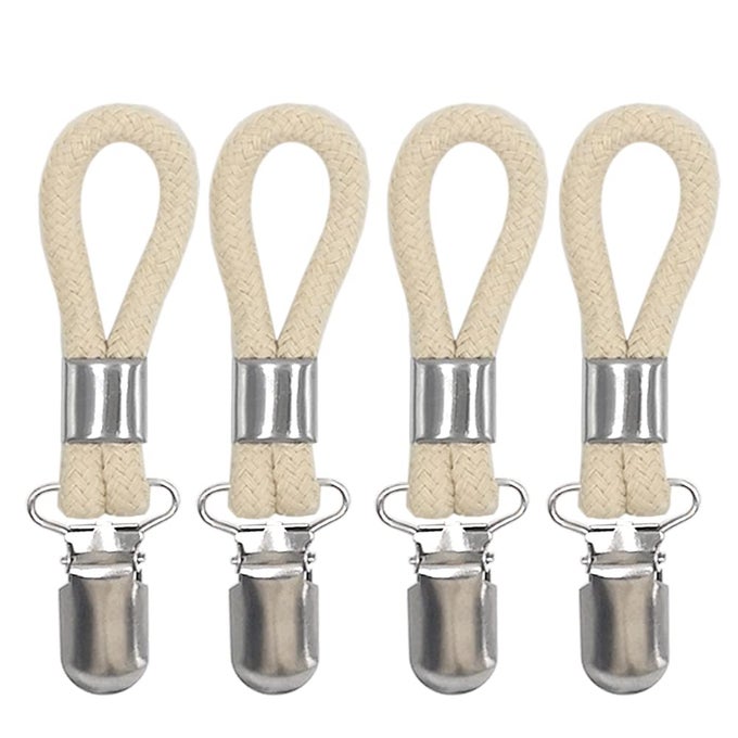 TEA TOWEL CLIPS FOR HANGING WITH LOOP COTTON METAL CLOTH HOOK CLIP HANGERS FOR HOME STORAGE KITCHEN TOWEL HOOKS HOLDER BEIGESET OF 4 4
