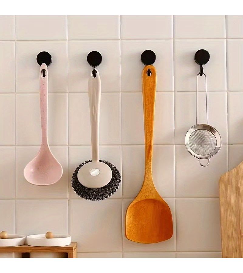 20 Pcs Self Adhesive Black Wall Hooks For Kitchen Bathroom Towel Coat Key Storage - Image 2
