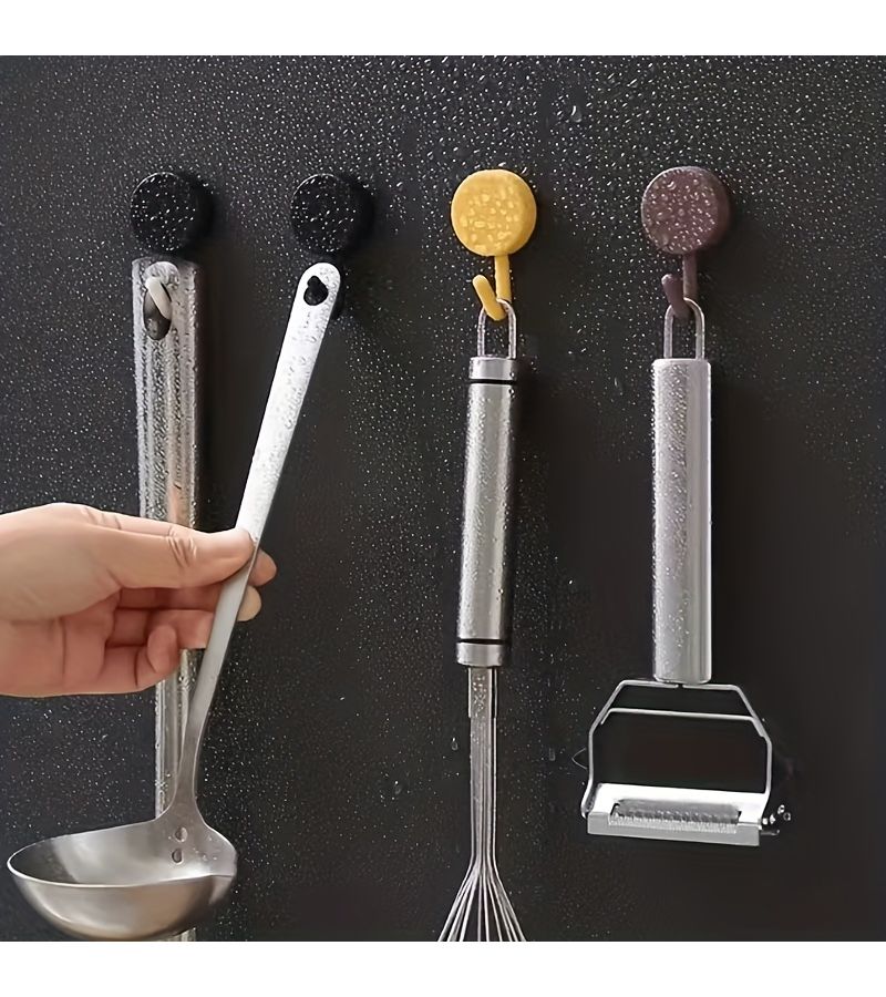 20 Pcs Self Adhesive Black Wall Hooks For Kitchen Bathroom Towel Coat Key Storage - Image 4