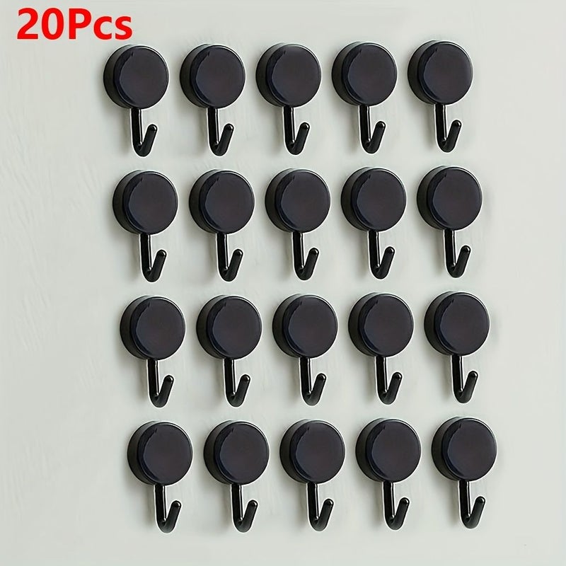 20 Pcs Self Adhesive Black Wall Hooks For Kitchen Bathroom Towel Coat Key Storage - Image 1