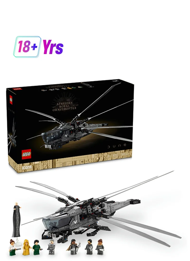 LEGO 10327 Icons Dune Atreides Royal Ornithopter Collectible Building Set For Adults, Film-Themed Gift Idea For Lovers Of Sci-Fi Films, 8 Minifigures Including Chani And Baron Harkonnen (1,369 Pieces)