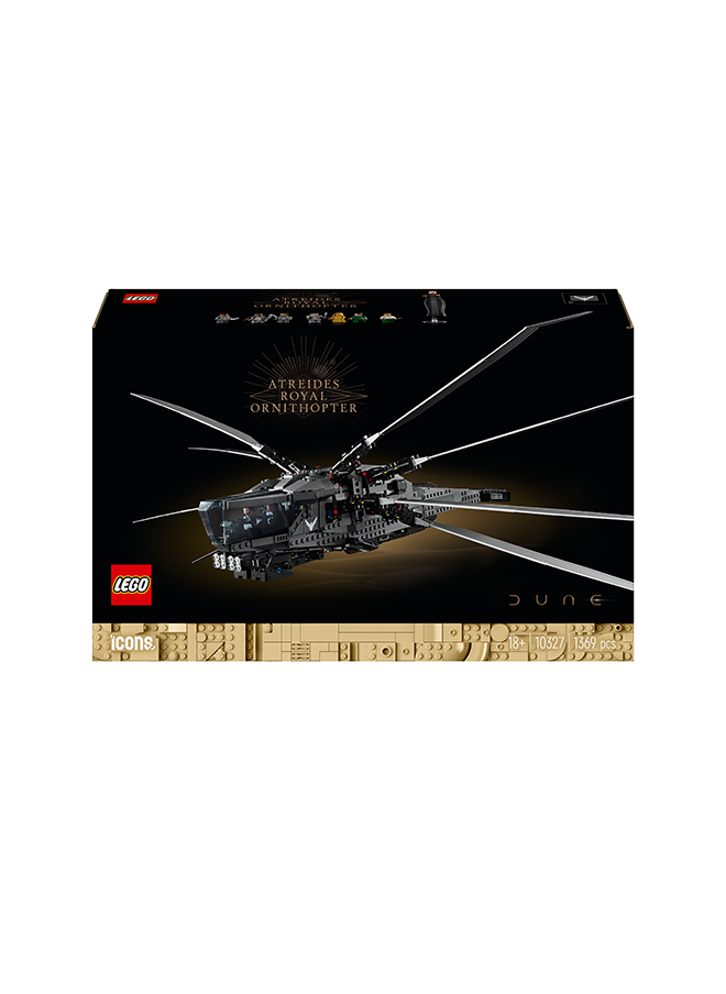 ليغو 10327 Icons Dune Atreides Royal Ornithopter Collectible Building Set For Adults, Film-Themed Gift Idea For Lovers Of Sci-Fi Films, 8 Minifigures Including Chani And Baron Harkonnen (1,369 Pieces)