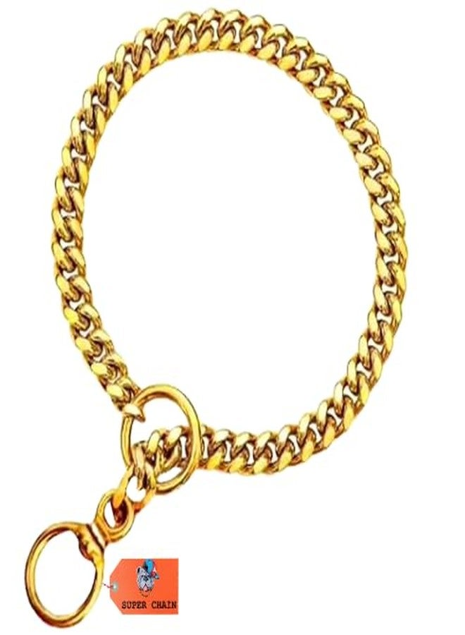 SUPER CHAIN Training Brass Choke Chain Collar, Brass Heavy Duty Diamond Cut Gold Dog Choke Chain Training Dog Collar for Cats, Puppies and All Breed Dogs (4 mm, 24 Inch-Large) - Image 1
