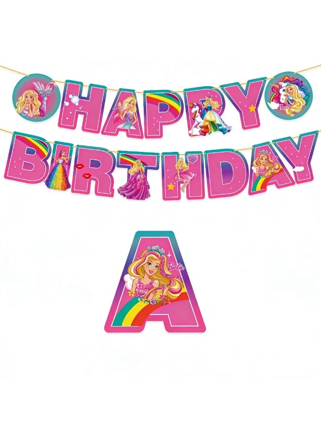 Party Barbie-themed party favors, balloon set, pink girl's birthday banner, cake topper, party decorations - Image 3