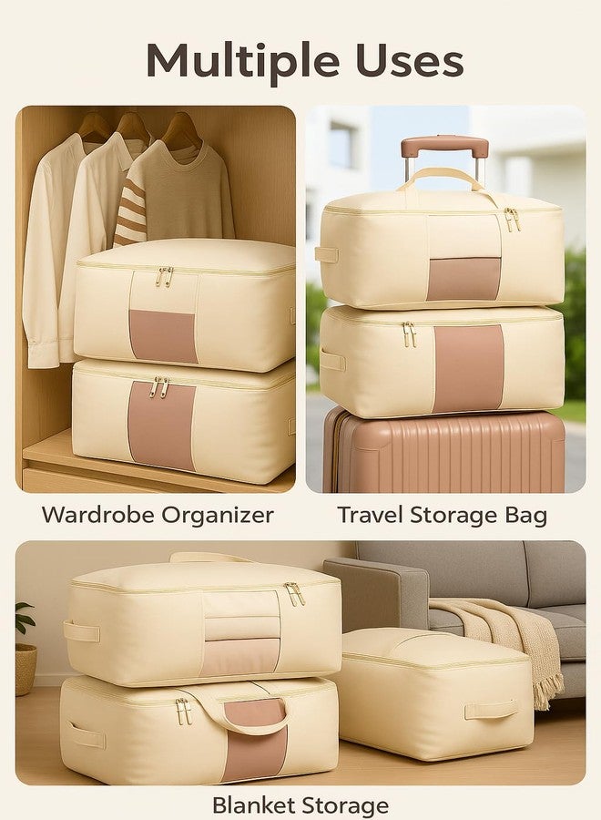 Kottify XL Canvas Storage Bags with zipper, 4 handles & window, size 25x19x9 inches. Ideal for blankets, sarees, lehengas & more. Pack of 2 for organized wardrobes. - Image 5