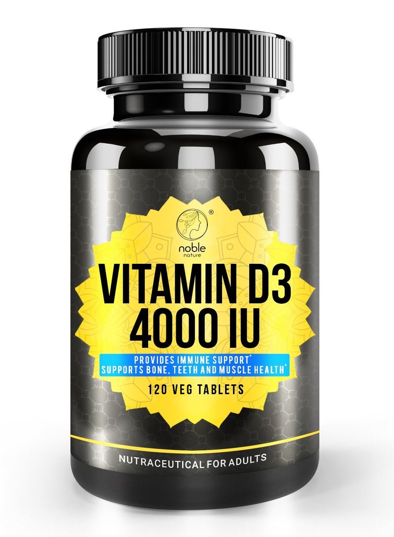 noble nature Magnesium Glycinate High Absorption 550MG 120 Veg Capsules & Vitamin D3 4000 IU, Provides Immune Support, Supports Bone, Teeth and Muscle Health 120 Veg Tablets Bundle - Image 3