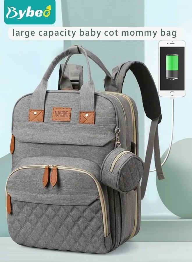 Bybeo حقيبة ظهر لحفاضات الأطفال متعددة الوظائف محطة تغيير الحفاضات للأولاد والبنات في الهواء الطلق والسفر هدايا استحمام الرضع سعة كبيرة 900d أكسفورد منفذ USB - Image 2