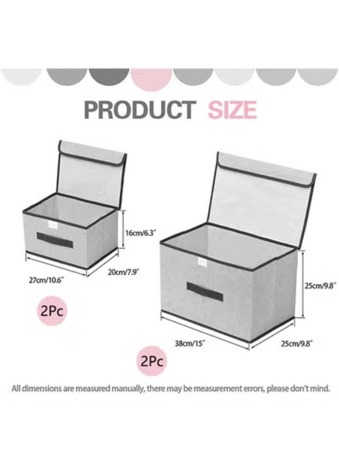 Arabest Pack of 4 Foldable Storage Box with Lid Grey 36x23x24cm  - Image 2