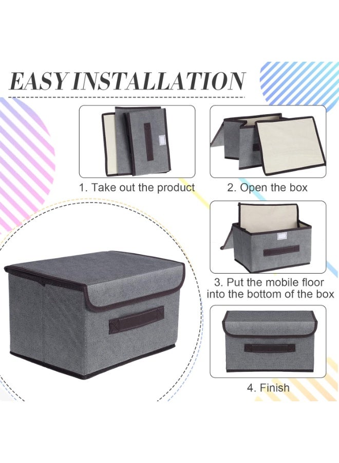Arabest Pack of 4 Foldable Storage Box with Lid Grey 36x23x24cm  - Image 3