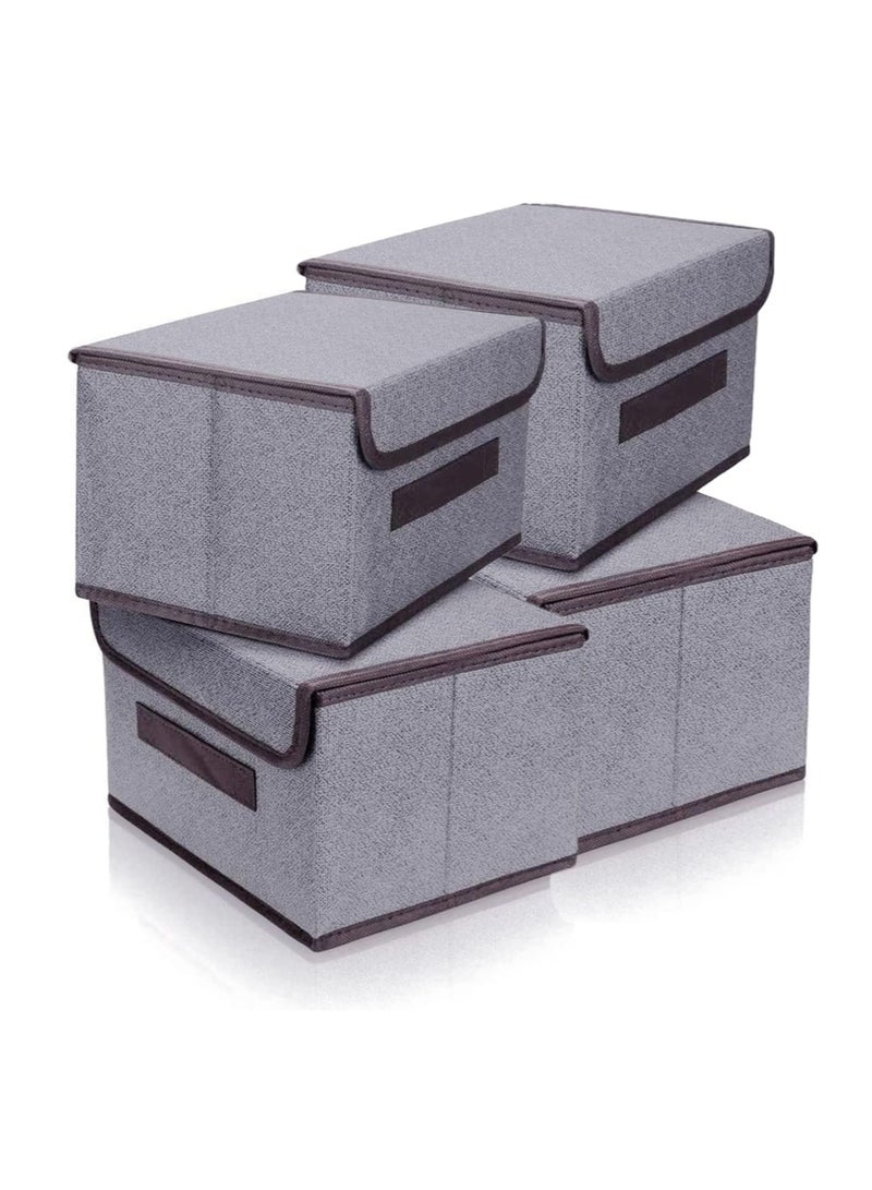 Arabest Pack of 4 Foldable Storage Box with Lid Grey 36x23x24cm  - Image 1
