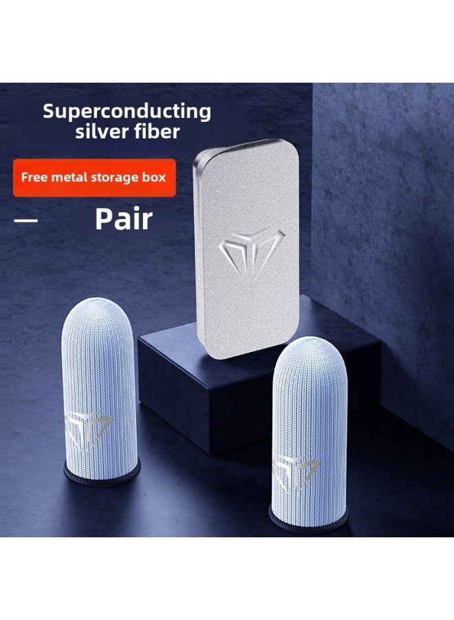 Luxury Game Finger Set Chicken Finger Set Glass Silver Fiber Ice Silk Gloves E-sports Breathable Sweat-proof Sliding Mobile Game Finger Set-Product Color:A Pair Of S03 ]  - Image 1