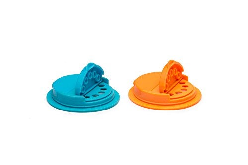 Jarware Spice Lids for Regular Mouth Mason Jars, Set of 2, Orange and Blue - Image 5