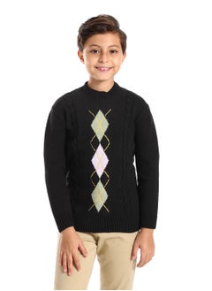 Wool Boys Pullover With Multi Design