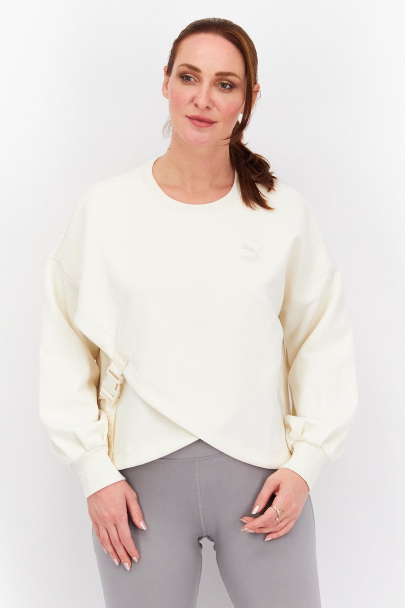 PUMA Women Sportswear Fit Long Sleeves Training Top, Beige - Image 1