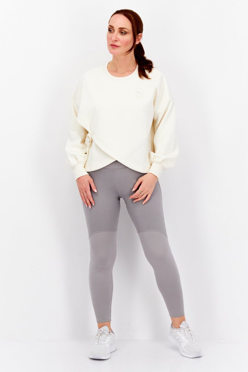 PUMA Women Sportswear Fit Long Sleeves Training Top, Beige - Image 3