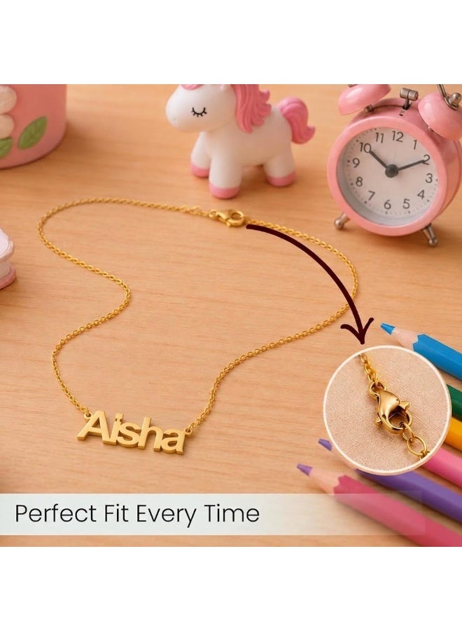 NENOUSH Baby Girl Name Necklace | Balloon Font Letter Pendant Chain 30cm | Gold Tone Jewelry for Baby Girls | Fashion Necklace | Daily Wear | Party Wear - Image 5