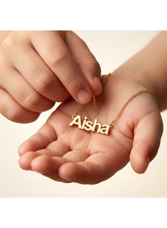 NENOUSH Baby Girl Name Necklace | Balloon Font Letter Pendant Chain 30cm | Gold Tone Jewelry for Baby Girls | Fashion Necklace | Daily Wear | Party Wear - Image 3
