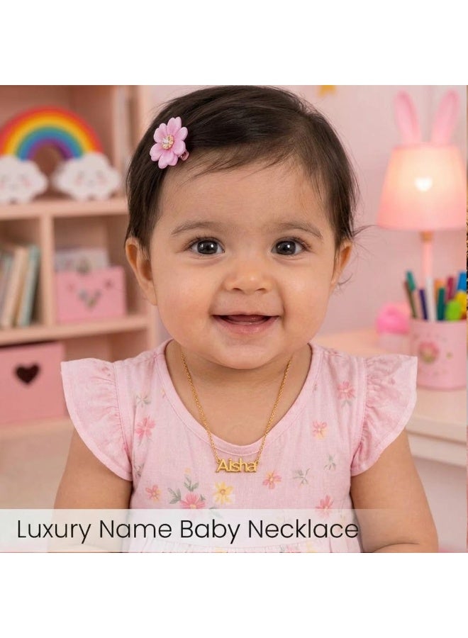 NENOUSH Baby Girl Name Necklace | Balloon Font Letter Pendant Chain 30cm | Gold Tone Jewelry for Baby Girls | Fashion Necklace | Daily Wear | Party Wear - Image 2