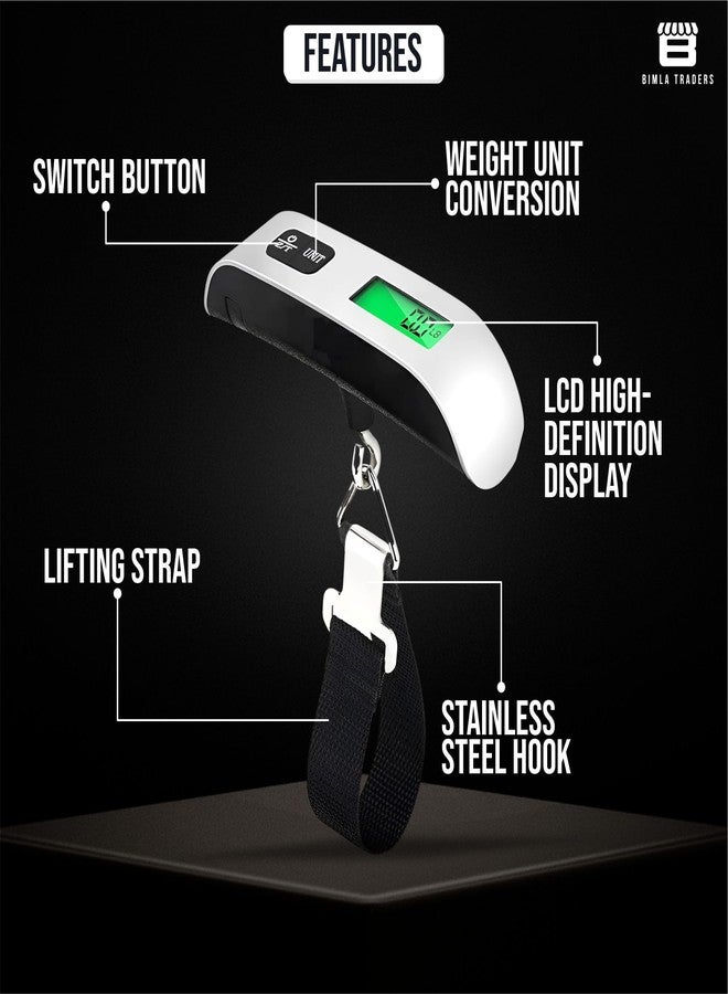 Btag Portable Electronic Luggage Weighing Scale | 50kg/110Lb Digital Handheld Travel Weight Scale with LED Display | Compact & Durable Suitcase/Baggage Weight Checker for Home- Pack of 1(JY-29) - Image 2