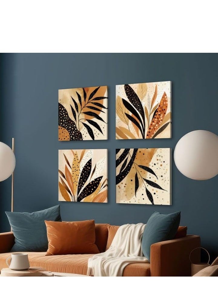 تابلوه فني مودرن 4 قطع 60X60CM  بارز 30 مم بطباعة ديجيتال عالية الجودة - طبقة uv لحماية الالوان -  ديكور للغرف و المكاتب و الهدايا - سهل التركيب - لايحتاج مسامير بلاصق ذاتي